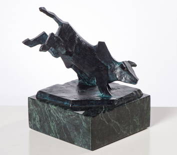 Ed Mell Long Gone, 1980: Ed Mell (American, b. 1942) Long Gone, 1980 Bronze on stone plinth Artist's Proof from an ed. of 30 7.5 x 5 x 5 (in) Incised Ed Mell, base Cactus foundry stamp, base.