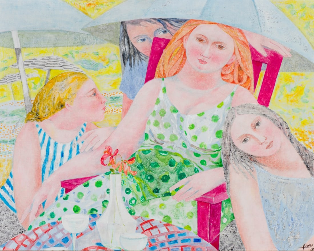 Jacques Boeri Plage d'Été, 1975: Jacques Boeri (French, b. 1929) Plage d'Été, 1975 Oil and collage on canvas 30 x 36 (in) 39 x 46 x 4 (in) Framed Signed and dated Boeri 75, lower right Merrill Chase tag, verso.