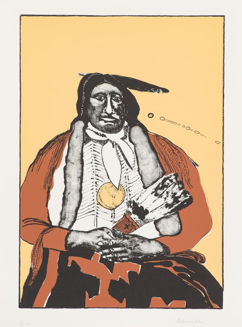 Fritz Scholder Indian With Feather Fan (State II) (T: 75-609a), 1975 (1 of 1)