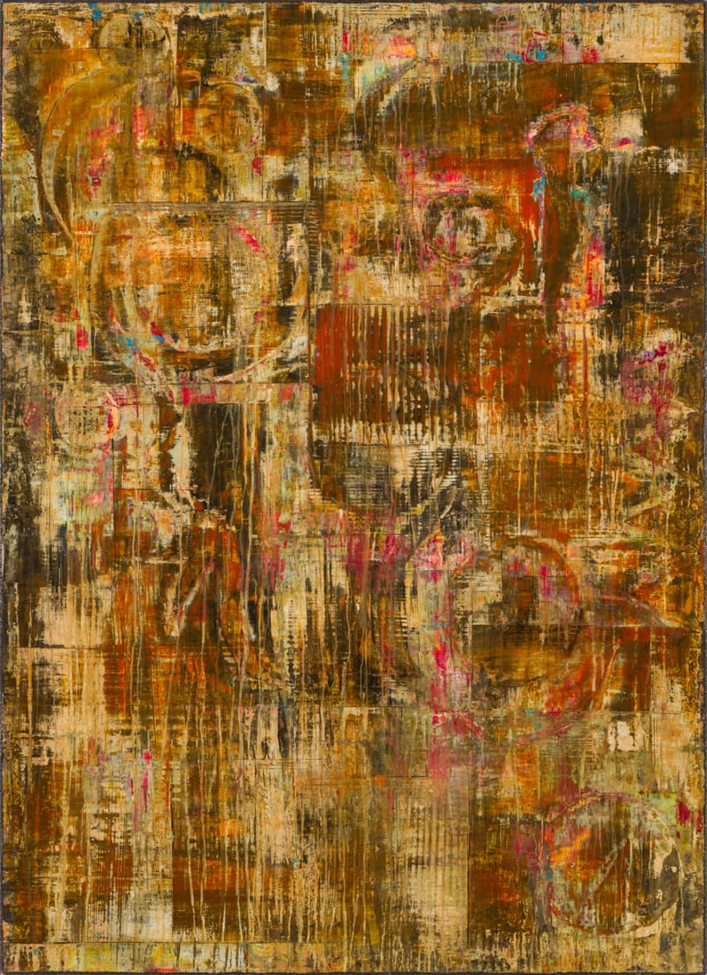 Hilario Gutierrez Picking Up the Rhythm: Hilario Gutierrez (American, b. 1950) Picking Up the Rhythm Mixed media on canvas mounted on board 66 x 48 (in) Signed Hilario Gutierrez, verso Titled, verso.