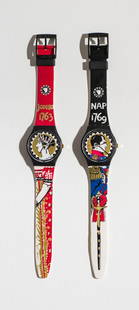 Famous Couple by RAVAGE: (1) Aiglette & (1) Aiglon: Famous Couple by RAVAGE: (1) Aiglette & (1) Aiglon (GB158-GZS05). 1994. Quartz. Plastic Case Material. Plastic Strap. Pin Buckle.