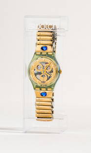 (1) Gold Smile, (2) Standards: Steel Lite, (1) Golden Waltz & (1) Blue Segment: Gold Smile (GN123). 1991. Quartz. Plastic Case Material. Link Bracelet Strap. Standards: Steel Lite (GG403). 1993. Quartz. Plastic Case Material. Link Bracelet Strap. Golden Waltz (GK143). 1992.