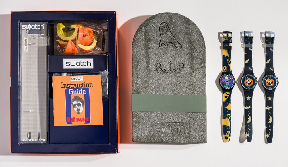 (3) Various Halloween Swatches: (2) Loomi: Happy Nightmare (GN906PACK). 1998. Quartz. Plastic Case Material. Plastic Strap. Pin Buckle. Geisterstund (Special Edition) (SRK104D1). 1999. Quartz. Plastic Case Material. Plastic Strap. P