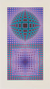 Victor Vasarely VP-111, 1972: Victor Vasarely (Hungarian, French, 1906-1997) VP-111, 1972 Serigraph on paper ed. 183 of 190 41 x 24 (in) 41.75 x 24.75 x 1.5 (in) Framed Signed in pencil Vasarely, lower right Published by