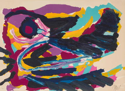 Karel Appel Nesting Bird, c. 1978-80: Karel Appel (Dutch, 1921-2006) Nesting Bird, c. 1978-80 Lithograph on Arches paper ed. 111 of 160 21 x 29 (in) 28.5 x 36.5 x 1.5 (in) Framed Signed in pencil Appel, lower right Published by JK Fine
