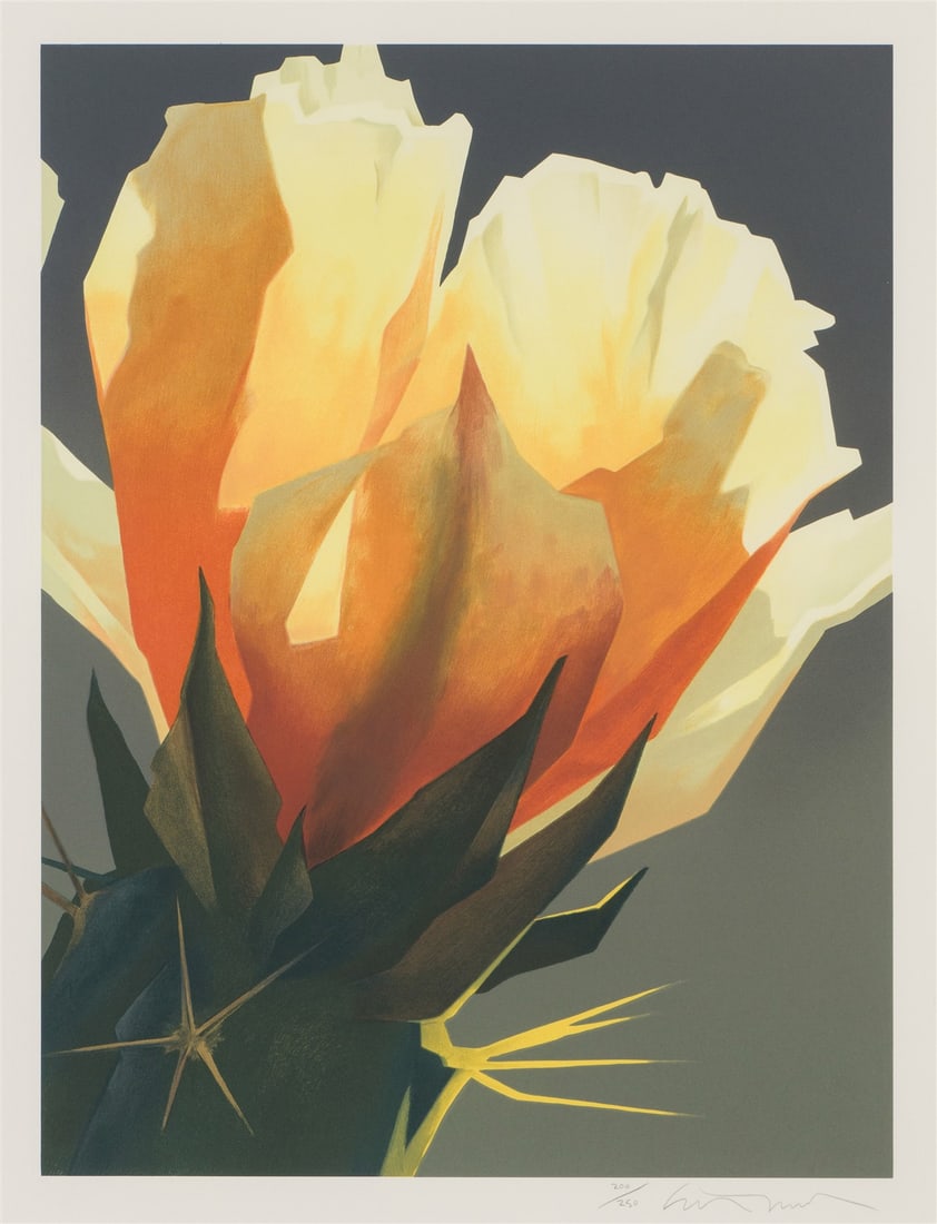 Ed Mell La Flor Amarilla: Ed Mell (American, 1942-2024) La Flor Amarilla Lithograph on paper ed. 200 of 250 26 x 20 (in) 38.75 x 31.75 x 1 (in) Framed Signed in pencil Ed Mell, lower right Printed by Michael Raburn with his bl