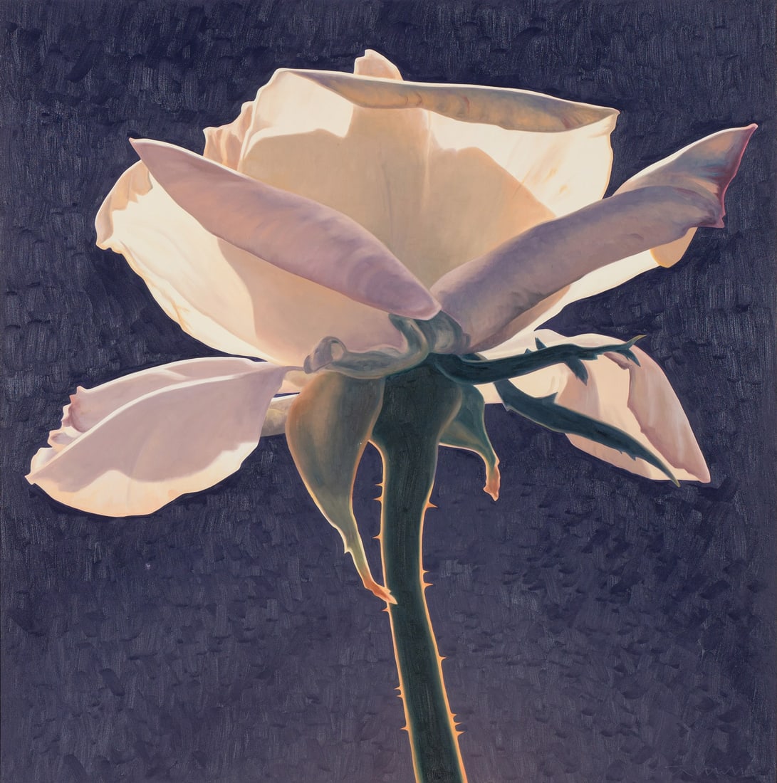 Ed Mell Pale Rose, 2000: Ed Mell (American, 1942-2024) Pale Rose, 2000 Oil on canvas 42 x 42 (in) 49 x 49 x 1.75 (in) Framed Signed Ed Mell, lower right Titled, dated, and signed, verso. "Acquired directly from the artist" on