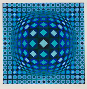 Victor Vasarely Kezdi-Ga, 1979: Victor Vasarely (Hungarian, French, 1906-1997) Kezdi-Ga, 1979 Serigraph on paper ed. 211 of 250 22 x 21.5 (in) 32.75 x 32 x 1.5 (in) Framed Signed in pencil Vasarely, lower right Printed by Atelier