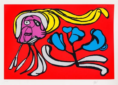 Karel Appel Floating Flower Passion (Red), 1978