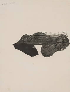 Robert Motherwell Untitled (Spanish Refugee Aid), 1972: Robert Motherwell (American, 1915-1991) Untitled (Spanish Refugee Aid), 1972 Lithograph on pale pink wove Jeff Goodman handmade paper ed. 19 of 25 23 x 17.75 (in) 36.5 x 31.25 x 1 (in) Framed Signed