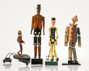 Unknown Artist (4) Figures (Man in Red and Yellow Hat, Gentleman with Top Hat, Man in Yellow and