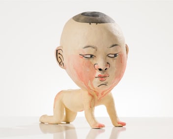 Akio Takamori Untitled (Head with Hat on Baby Body)