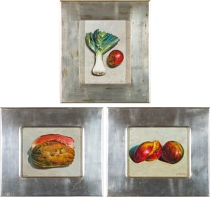 Keith Miller (3) Still Life with Onion and Mango, Sliced Papaya & Two Mangoes