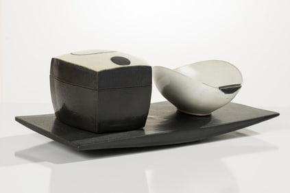 Chris Staley Slab with Lidded Box and Bowl (3 elements), 2001