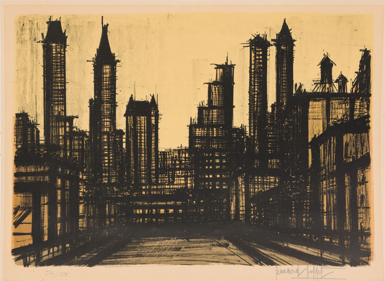 Bernard Buffet New York III (S. 55), 1965: Bernard Buffet (French, 1928-1999) New York III (S. 55), 1965 Lithograph on Arches paper ed. 54 of 150 21.75 x 29 (in) Signed in pencil Bernard Buffet, lower right Printed by Mourlot, Paris. Published