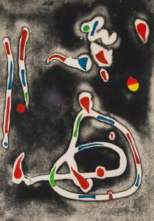 Joan Miró La Traca II (D. 1115), 1979: Joan Miró (Spanish, 1893-1983) La Traca II (D. 1115), 1979 Etching and aquatint on Arches paper ed. 8 of 30 35.5 x 24.75 (in) 44.5 x 33.5 x 1.5 (in) Framed Signed in pencil Miró, lower right Printed