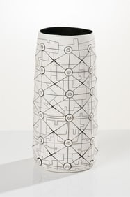 Jose Sierra Black and White Geometric Vase