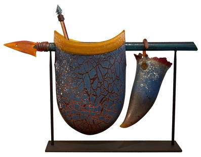 William Morris Suspended Artifact (5 elements), 1995: William Morris (American, b. 1957) Suspended Artifact (5 elements), 1995 Glass on metal base 19.5 x 26 x 6 (in) Incised and dated William Morris 1995, bottom of largest element