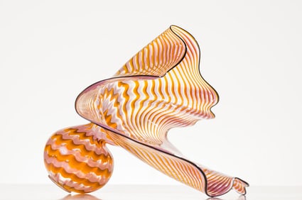 Dale Chihuly Cadmium Yellow and Lavender Persian with Black Lip Wrap, 1988