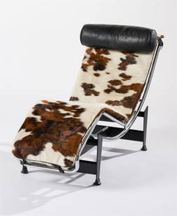 (after) Le Corbusier LC4 Chaise Lounge for Cassina, designed 1928, produced later: (after) Le Corbusier (Swiss, 1887-1965) LC4 Chaise Lounge for Cassina, designed 1928, produced later Chrome-plated steel with cowhide, leather, and fabric 28 x 64.5 x 22.5 (in) Unsigned Dimensions and