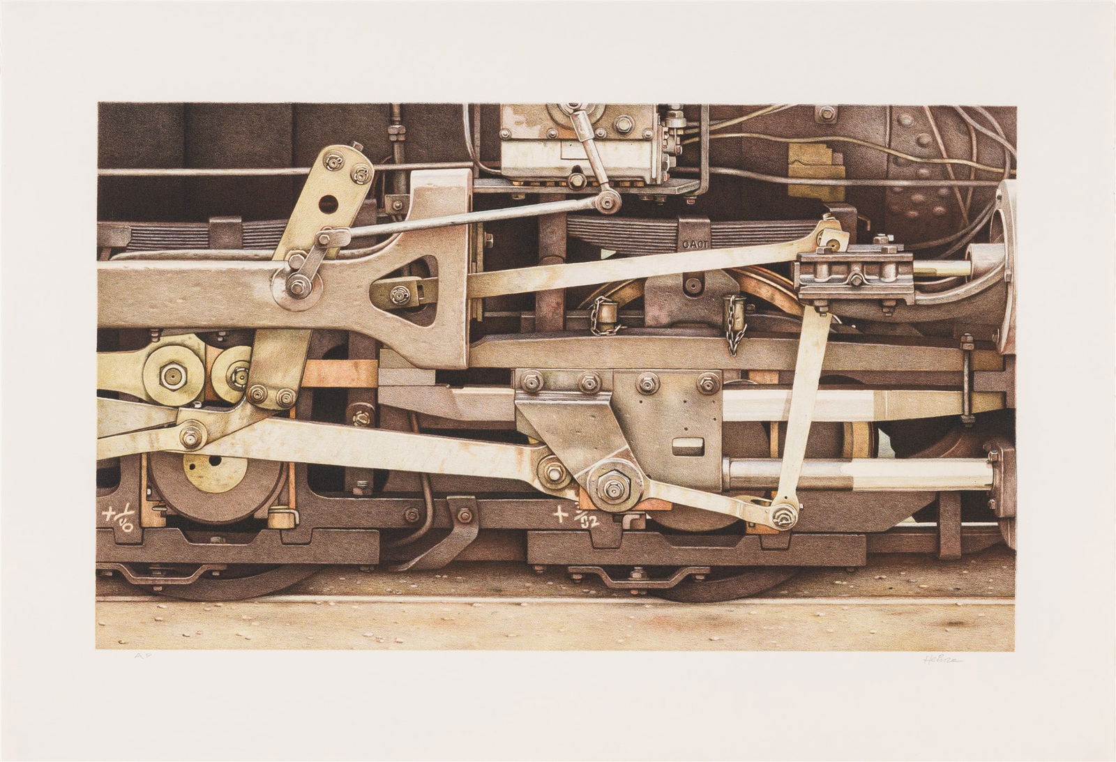 Gus Heinze Made in the USA, 2000: Gus Heinze (Germany, b. 1926) Made in the USA, 2000 Lithograph on Arches Cover Artist's Proof from an ed. of 70 28.5 x 41.25 (in) 35.75 x 48.75 x 1.5 (in) Framed Signed in pencil Heinze, lower right I