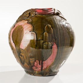 Josh DeWeese Vessel with Pink and Brown