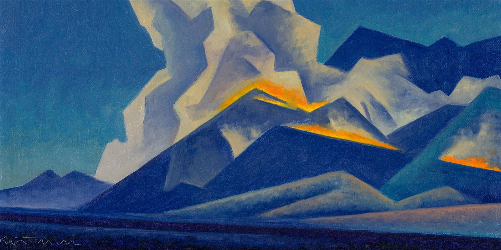 Ed Mell Fire Storm, 2020: Ed Mell (American, 1942-2024) Fire Storm, 2020 Oil on canvas board 7.5 x 15.5 (in) 11 x 19 x 1.5 (in) Framed Signed Ed Mell, lower left In original Ed Mell frame. Titled, dated, and signed, verso. Ed