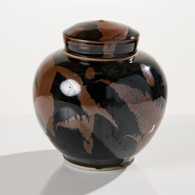 Kurt Weiser Lidded Black and Brown Jar