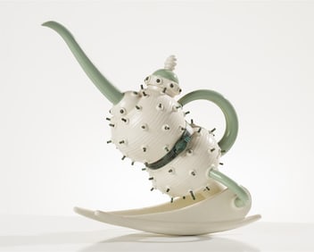 Eric Van Eimeren White Cinched Rocker Teapot