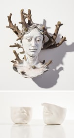 Adrian Arleo (3) Twig Head, Face Cup & Nose Pitcher, 2008, 2018 & n.d.