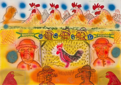 Roy De Forest Untitled (Farmers and Chickens), 2005