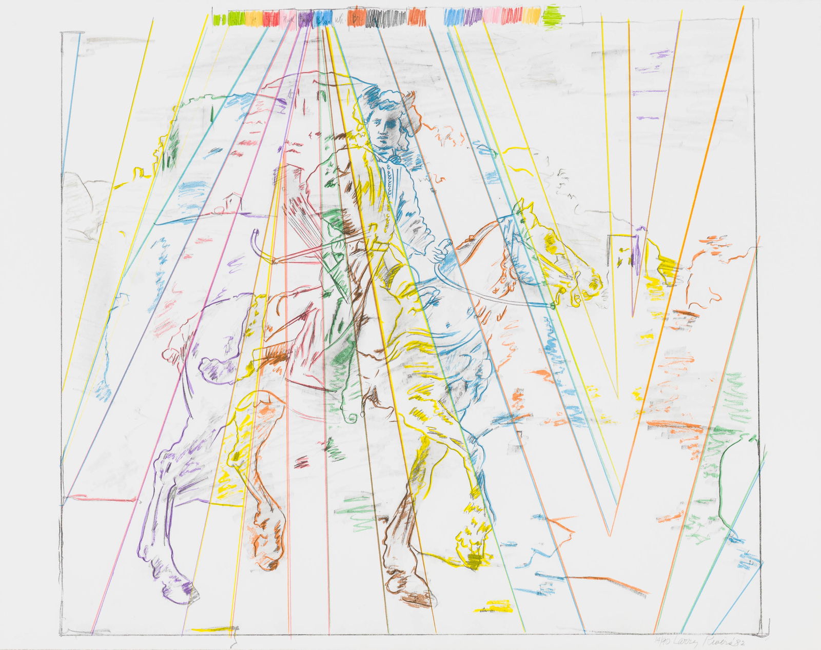 Larry Rivers Polish Rider, 1982: Larry Rivers (American, 1923-2002) Polish Rider, 1982 Lithograph and screenprint with hand-coloring on Arches 88 paper ed. 14 of 90 30.5 x 38.5 (in) 40 x 48 x 1.75 (in) Framed Signed and dated in penc