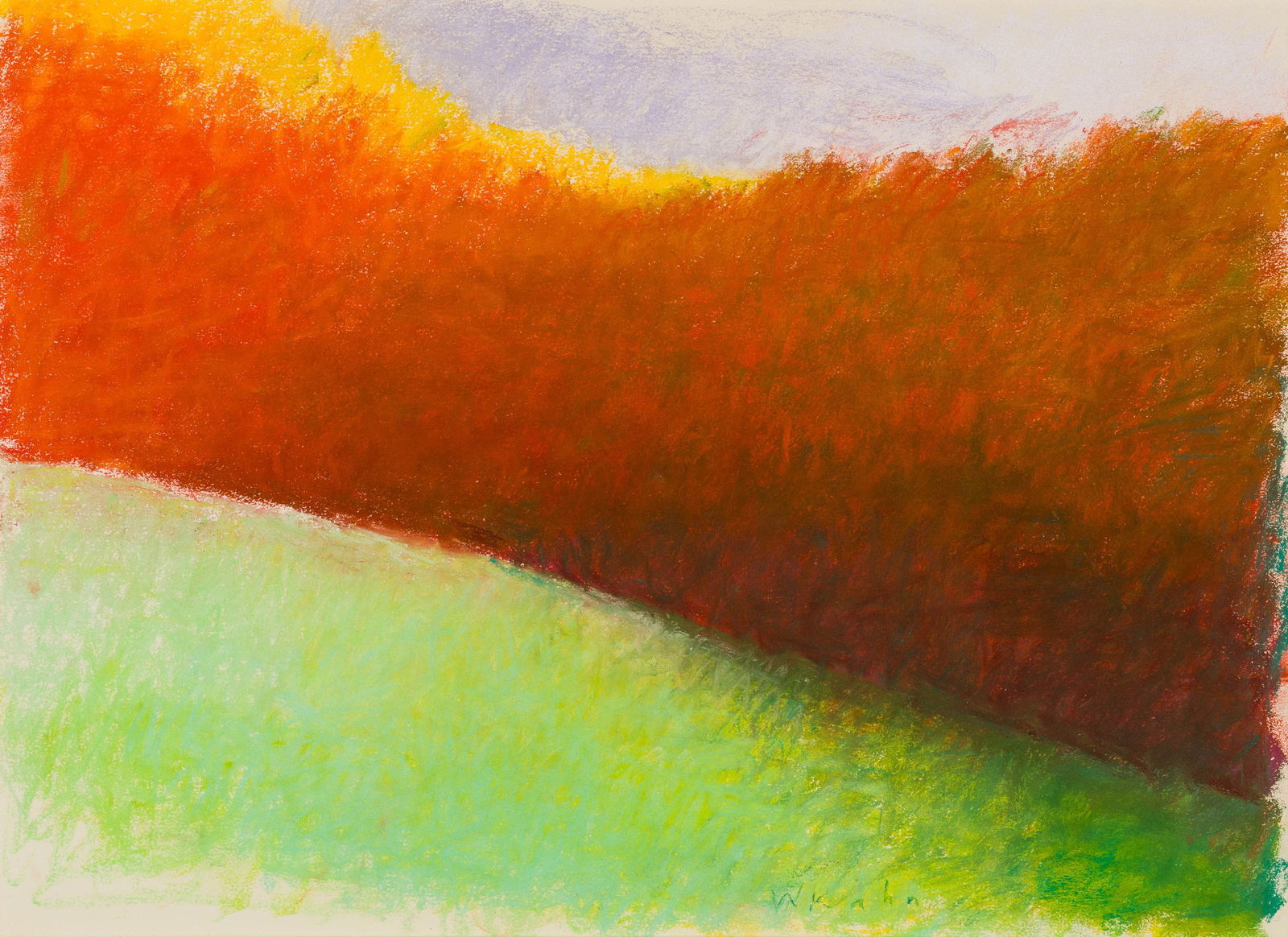 Wolf Kahn Edge of a Meadow II, 1989: Wolf Kahn (American, 1927-2020) Edge of a Meadow II, 1989 Pastel on paper 22 x 30 (in) 31.75 x 38.75 x 1.75 (in) Framed Signed W Kahn, lower middle Titled and dated with Wolf Kahn ID #1576 on tag, ver