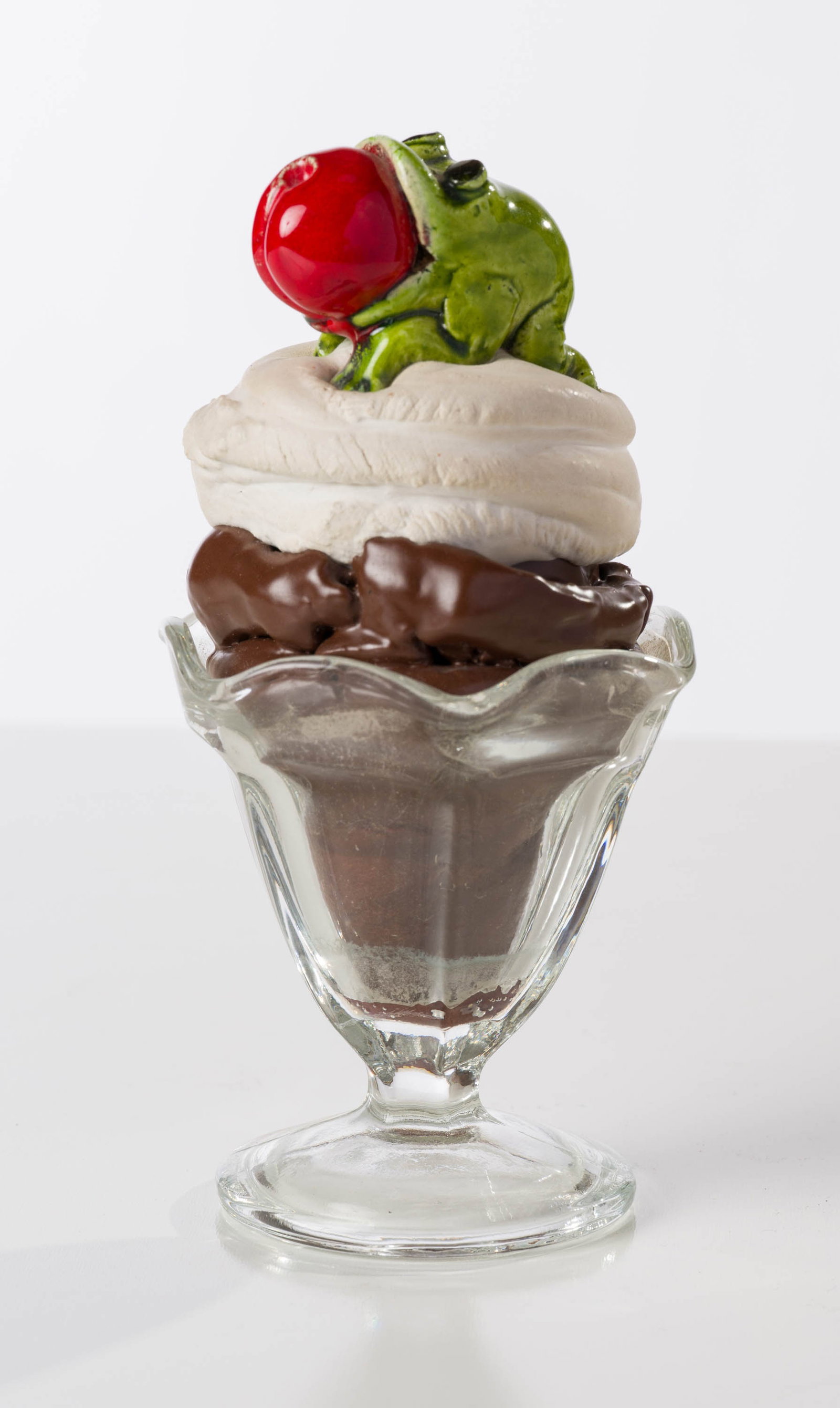 David Gilhooly Hot Frog Sundae, 1981: David Gilhooly (American, 1943-2013) Hot Frog Sundae, 1981 Ceramic with glaze and glass 7 x 3.5 x 3.25 (in) Incised Gilhooly 81, side Provenance: Private Collection, Scottsdale, Arizona acquired in 19