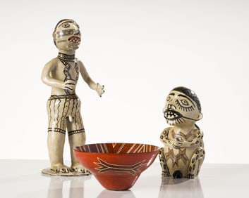 Miriam Vargas & Estela Dagua (2) Hombre Figures & (1) Bowl