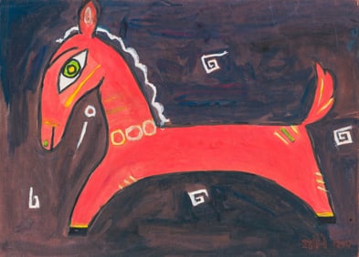 Jamini Roy Untitled (Red Horse)