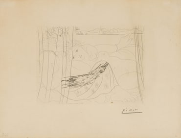 Pablo Picasso Minotaure femme derrière un rideau, from La Suite Vollard (Bl. 199; Ba. 367),