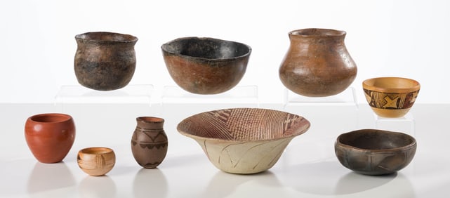 Unknown Artist Collection of (9) Asian, Mexican, and South American Pots