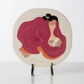 R.C. Gorman Navajo Woman and Child (Morrocco Red)