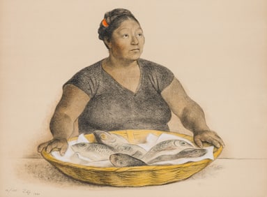 Francisco Zúñiga Mujer con Pescados (Woman with Fish) (B. 58), 1980