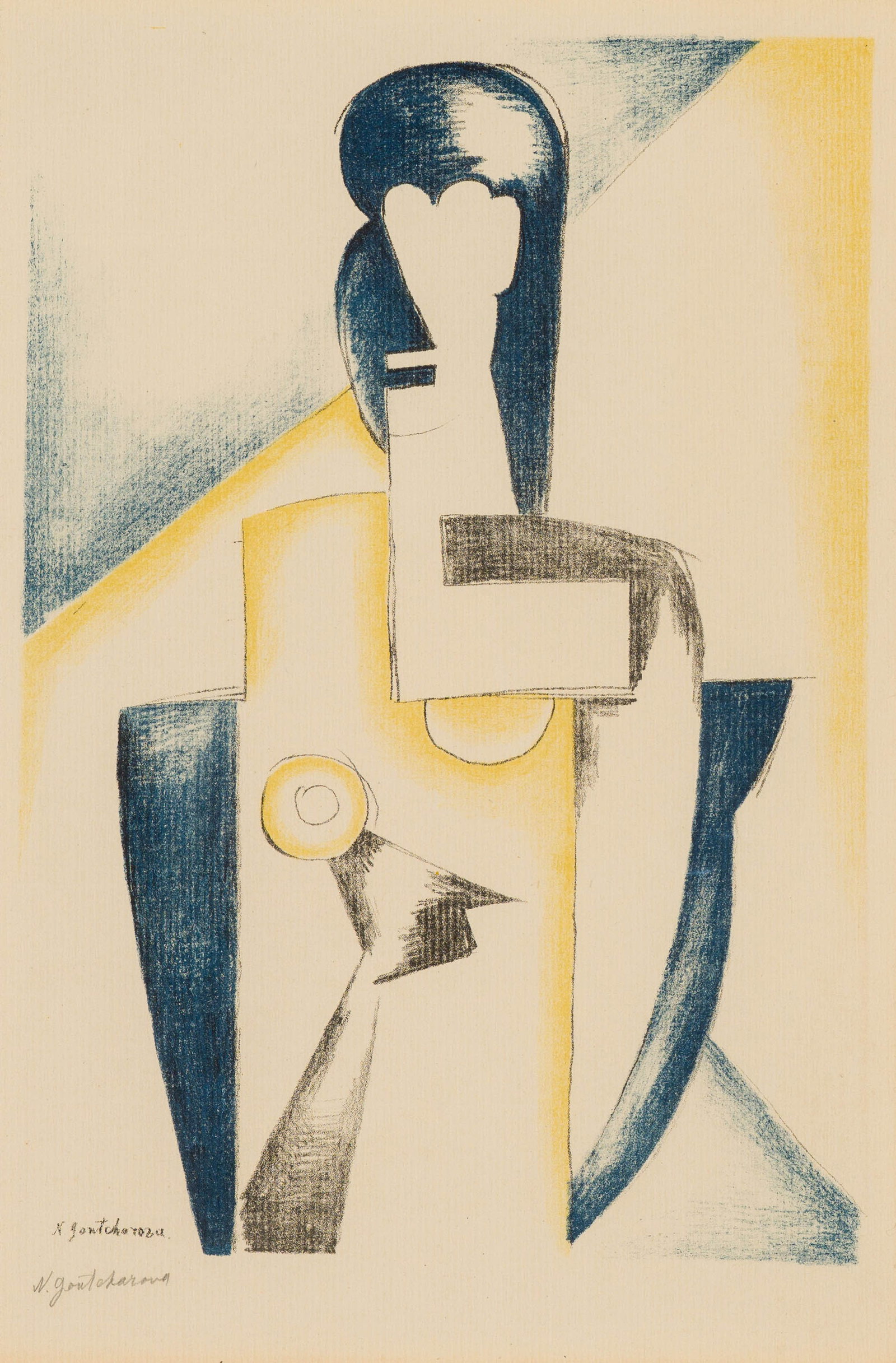 Nathalie Gontcharova Weibliche Halbfigur, 1922-23: Nathalie Gontcharova (Russian, 1881-1962) Weibliche Halbfigur, 1922-23 Lithograph on paper Artist's Proof 16 x 10.75 (in) 25.75 x 20 x 1 (in) framed Signed in pencil N. Gontcharova, lower left