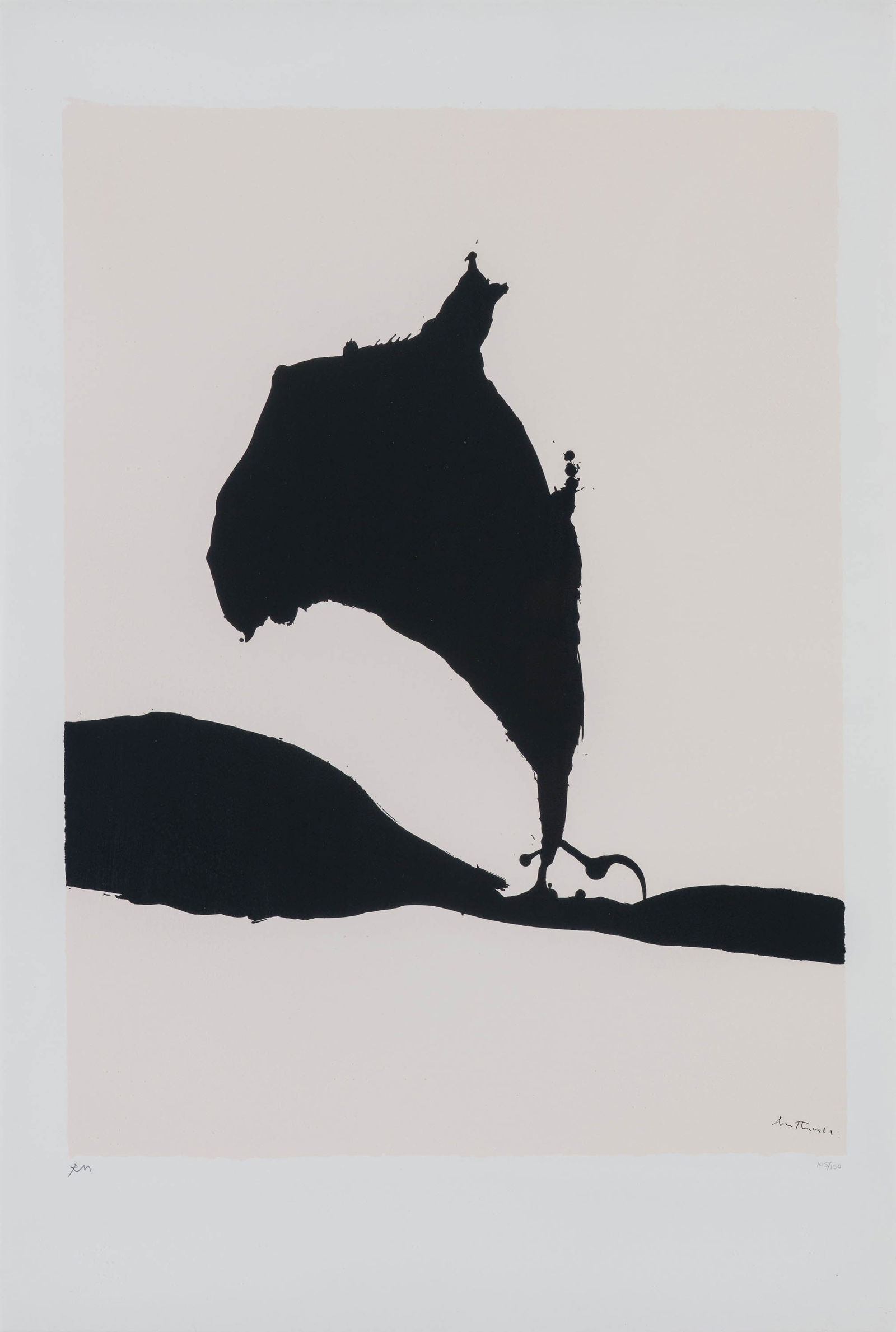 Robert Motherwell Africa Suite: Africa 9 (B. 48; E. & B. 77), 1970: Robert Motherwell (American, 1915-1991) Africa Suite: Africa 9 (B. 48; E. & B. 77), 1970 Screenprint on J.B. Green paper ed. 105 of 150 40 x 28 (in) Initialed in pencil RM, lower left $1,500 - $2,500