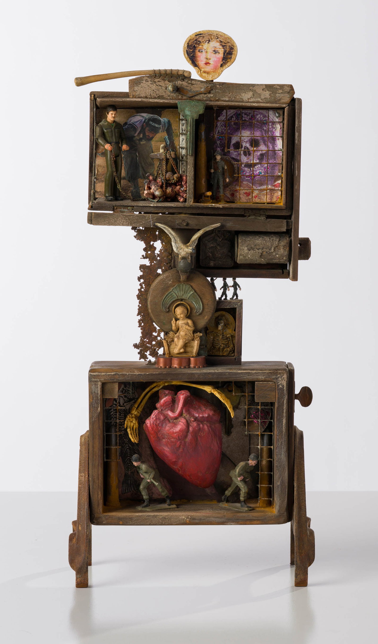 Don Simmons Bleeding Heart: Don Simmons (American, 1939-2025) Bleeding Heart Mixed media in wooden structure 20.75 x 9.25 x 4.25 (in) Unsigned $300 - $500