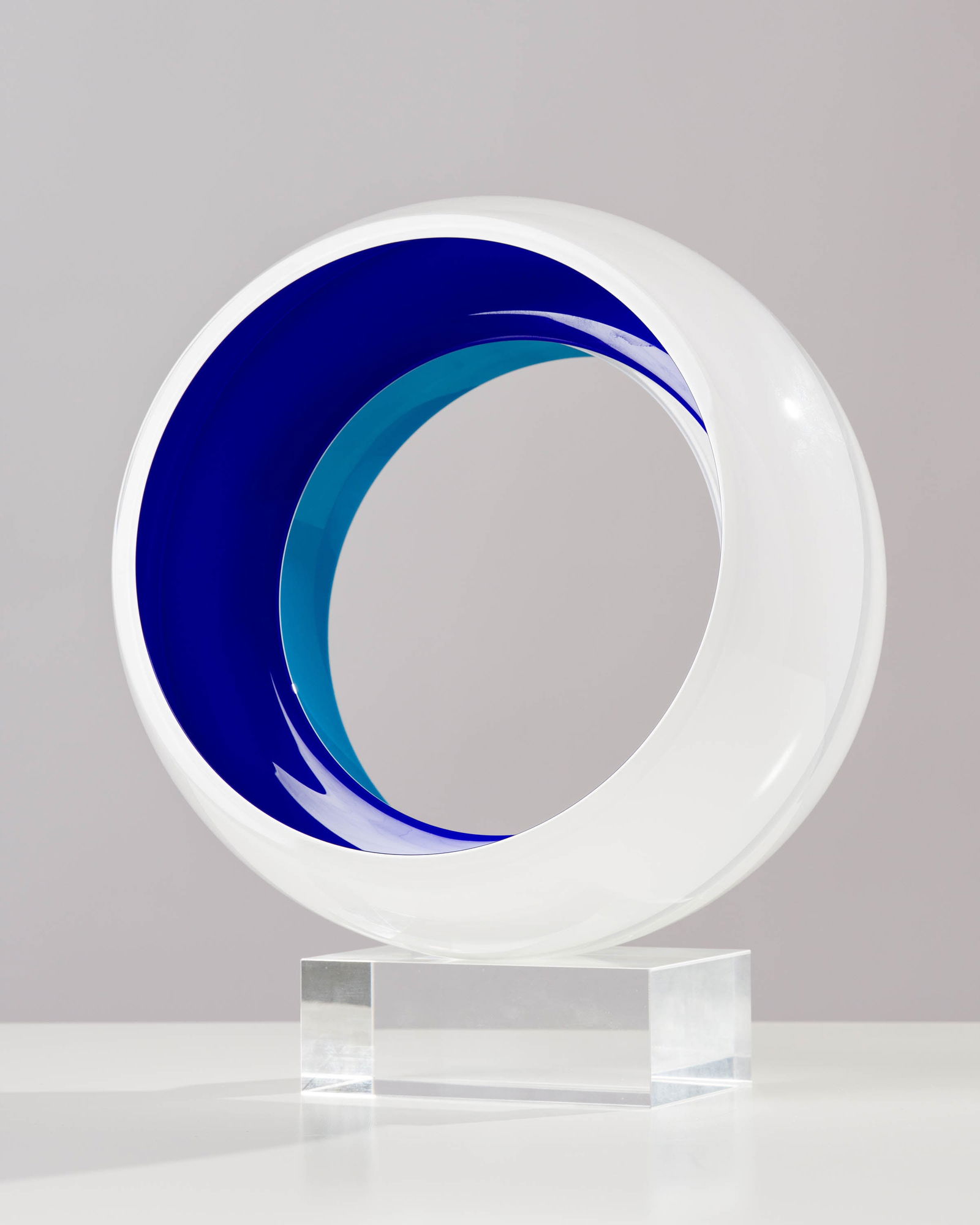 John Kiley Marine Opal Sphere, 2013: John Kiley (American, b. 1973) Marine Opal Sphere, 2013 Hand-blown and cut glass on lucite plinth 13.5 x 12 x 9 (in) Incised John K 2013, bottom $2,000 - $4,000 Dimensions include plinth. Plinth measu