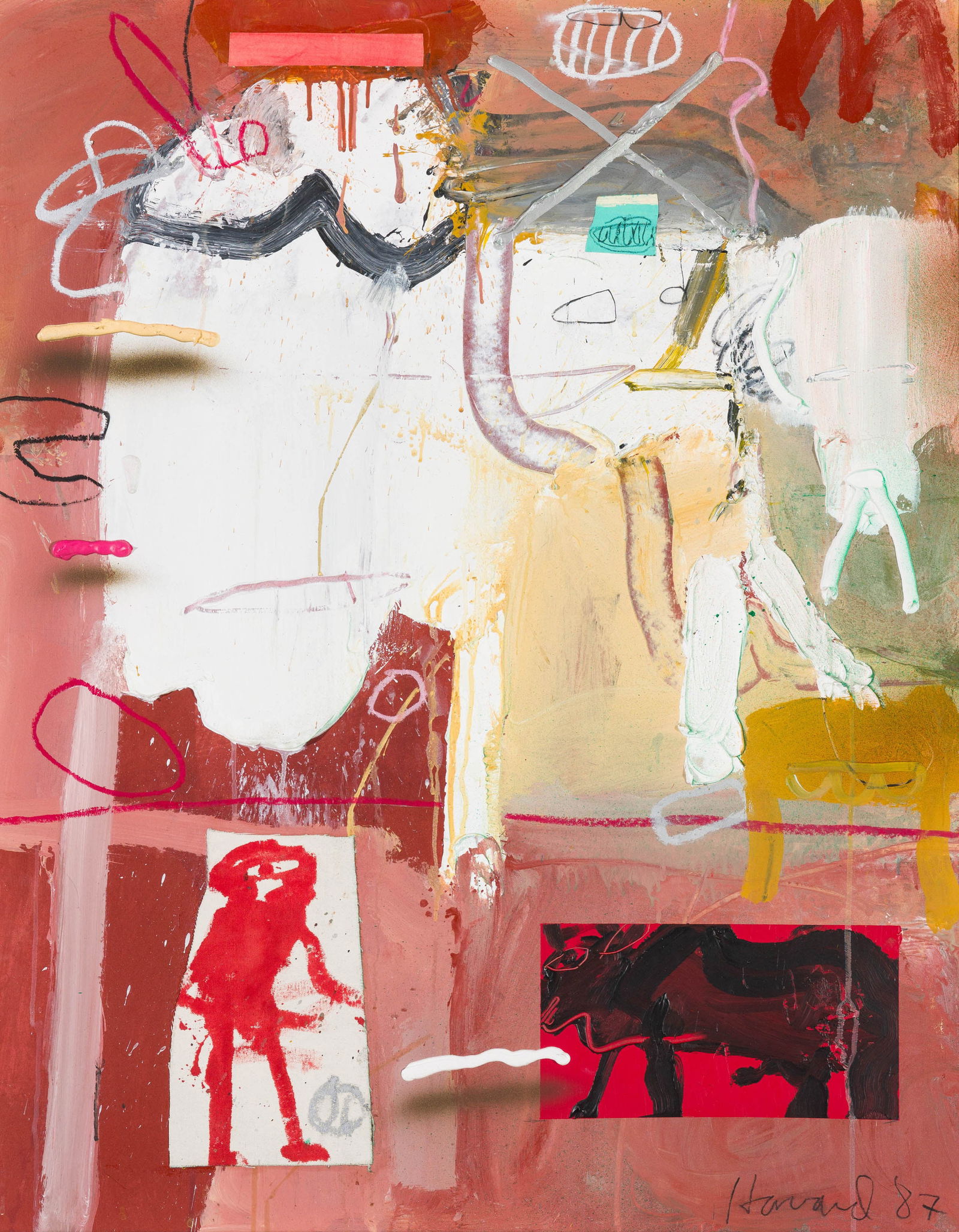 James Havard Mimbres History Page, 1987: James Havard (American, 1937-2020) Mimbres History Page, 1987 Mixed media on board 39.5 x 31.5 (in) 45.75 x 37.75 x 2 (in) framed Signed and dated Havard 87, lower right $3,000 - $5,000 Titled and