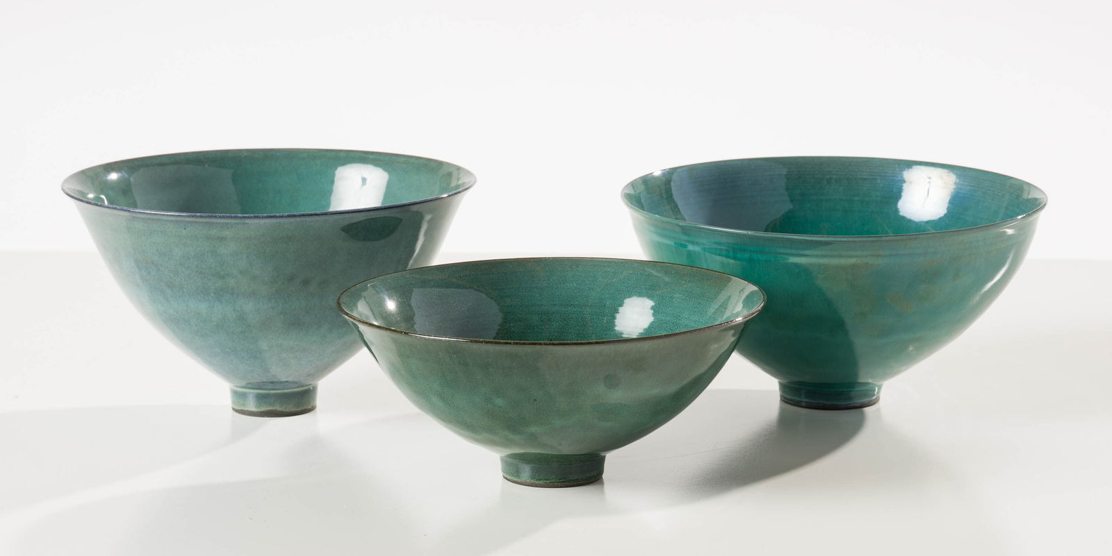 James Lovera (3) Green Bowls, two with Black Rims (1 of 8)