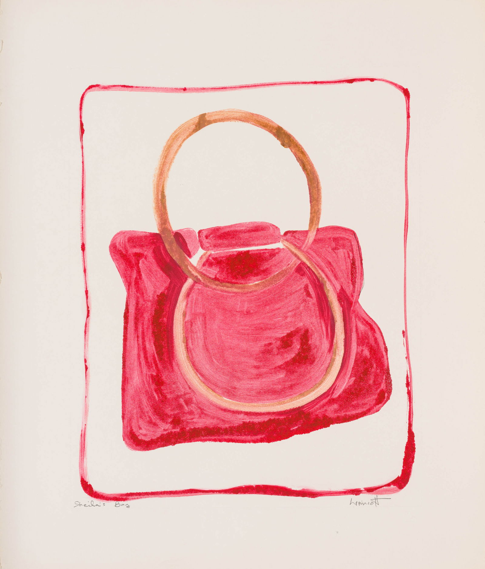 Janet Lippincott Sheila's Bag: Janet Lippincott (American, 1918-2007) Sheila's Bag Monotype on paper 26 x 22 (in) Signed in pencil Lippincott, lower right $500 - $1,000 Titled in pencil, lower left. Printed by Hand Graphics Ltd., S