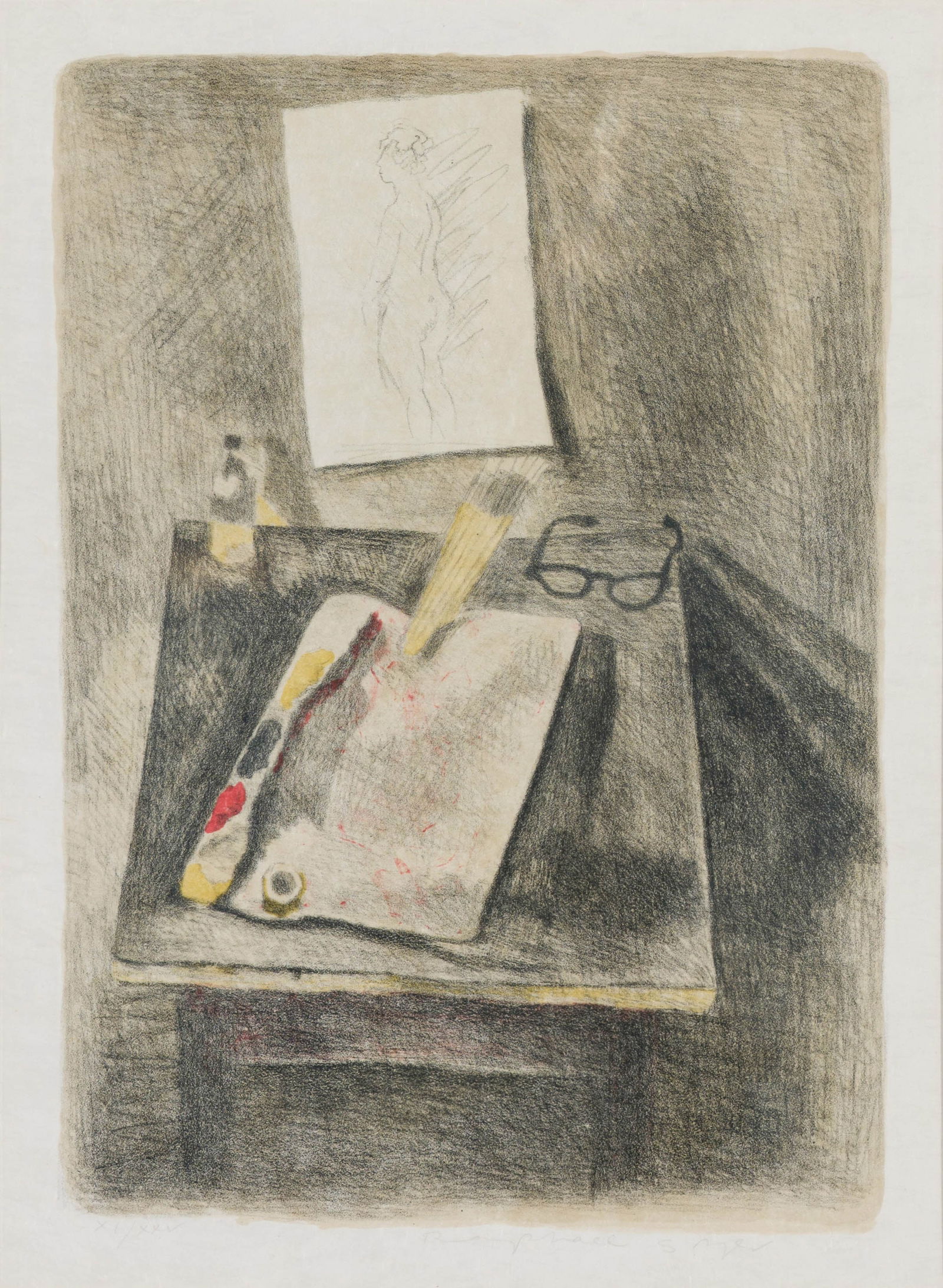 Raphael Soyer Still Life, 1969: Raphael Soyer (Russian, American, 1899-1987) Still Life, 1969 Lithograph on Japon nacr? ed. XI of XXV 19 x 14 (in) 28.5 x 22.5 x 1 (in) framed Signed in pencil Raphael Soyer, lower middle $300 - $500