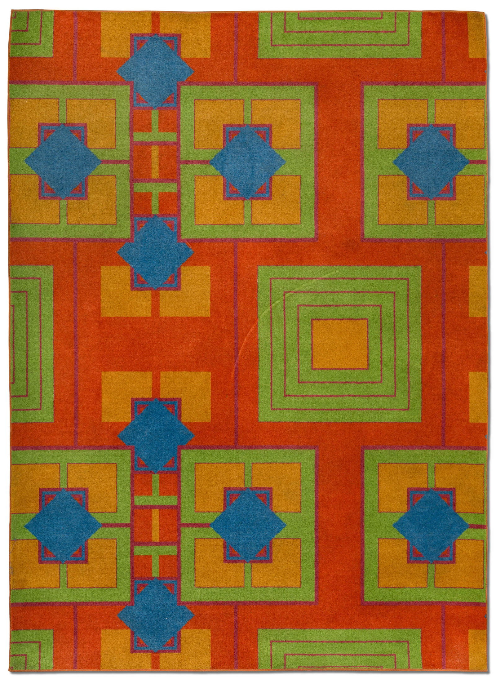 (after) Albert McArthur Art Deco Revival Area Rug - Arizona Biltmore: (after) Albert McArthur (American, 1881-1951) Art Deco Revival Area Rug - Arizona Biltmore Fabric rug 70.5 x 97.5 x 0.25 (in) Unsigned $3,000 - $5,000