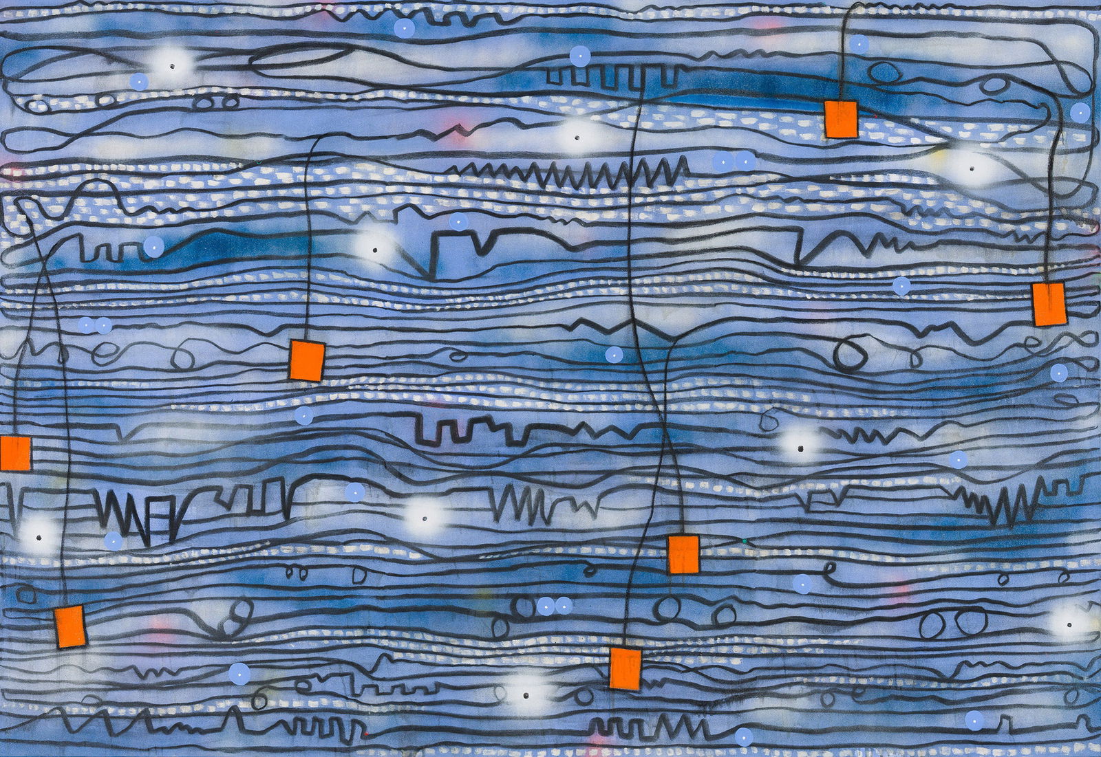 Luis Cruz Azaceta Blue Seven, 2000: Luis Cruz Azaceta (Cuban, b. 1942) Blue Seven, 2000 Charcoal, acrylic, gesso, spray enamel, and shellac on canvas 66 x 96 (in) 67.75 x 97.75 x 1.75 (in) framed Signed and dated Luis Cruz Azaceta 2000,